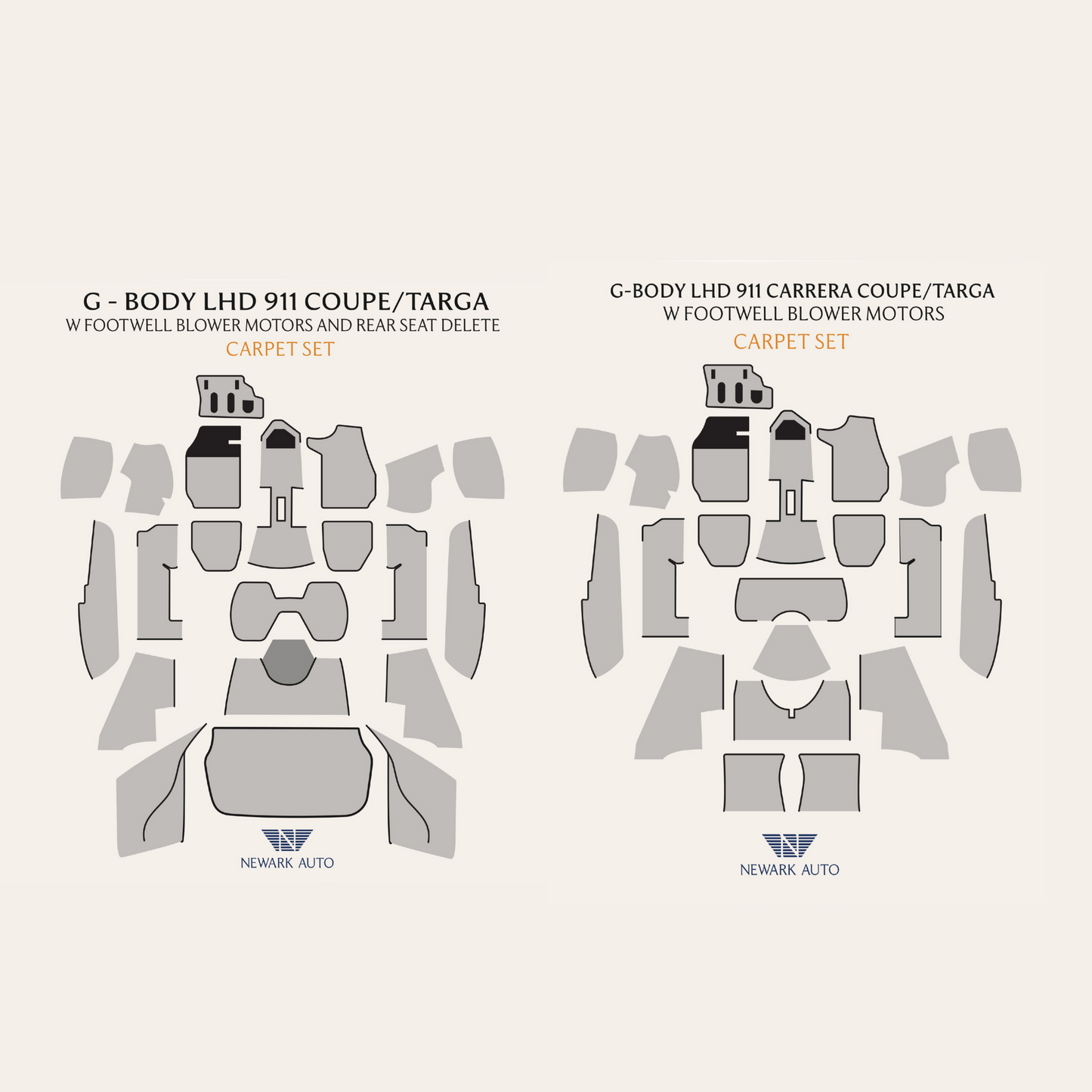 1985-89 Porsche 911 Targa with Molded Kick Panels Complete Interior Carpet Kit