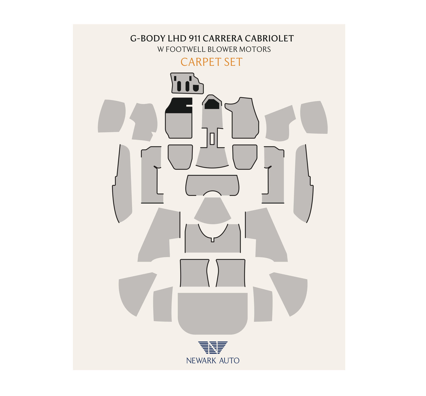 1986-89 Porsche 911 Cabriolet with Molded Kick Panels Complete Interior Carpet Kit