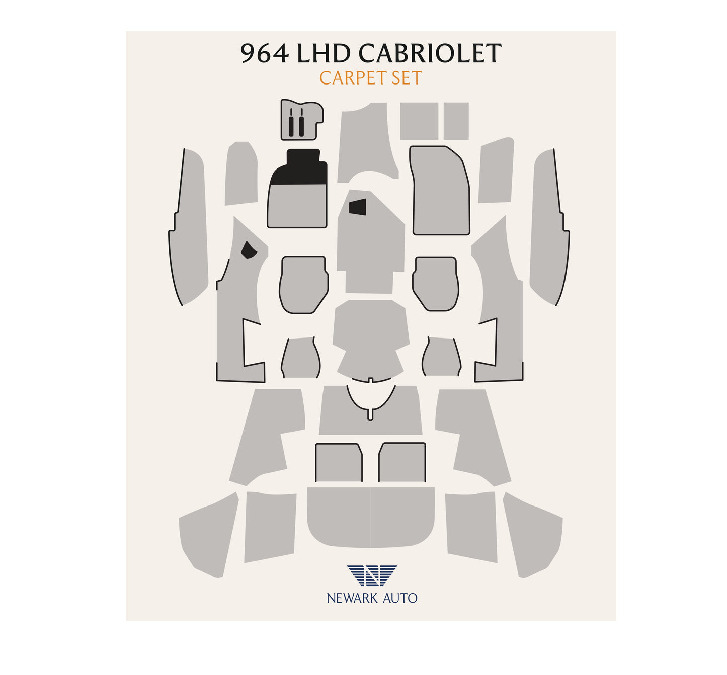 1989-94 Porsche 911 964 Cabriolet Complete Interior Carpet Kit