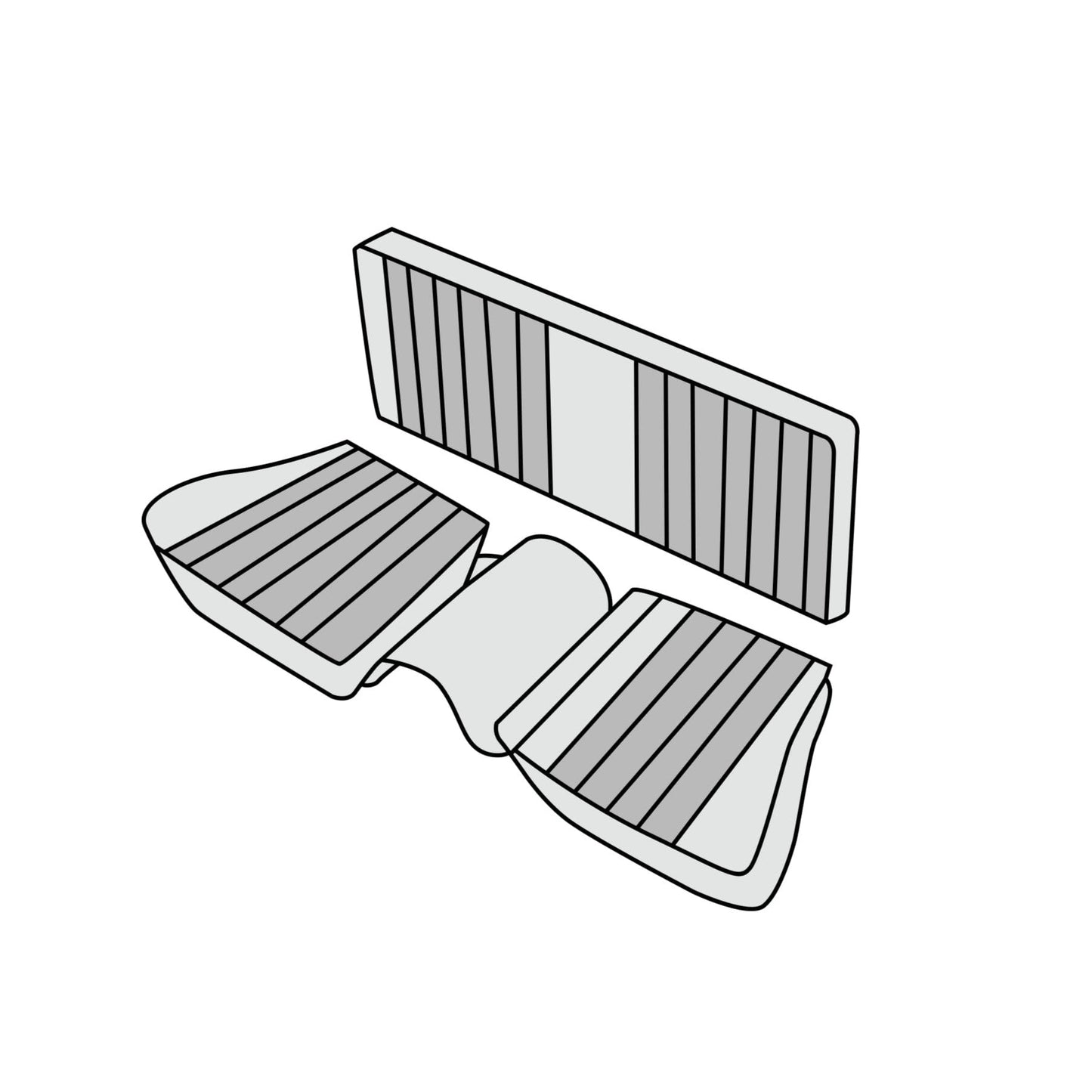 1972-1979 Mercedes-Benz R107 (280SL/350SL/450SL) SL Roadster Non-Folding Complete Rear Seat Cover Kit