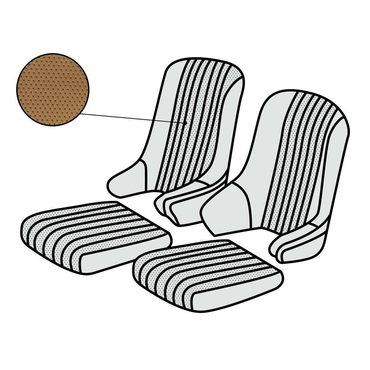1957-63 Mercedes-Benz 300SL Roadster Embossed Front Seat Cover Kit