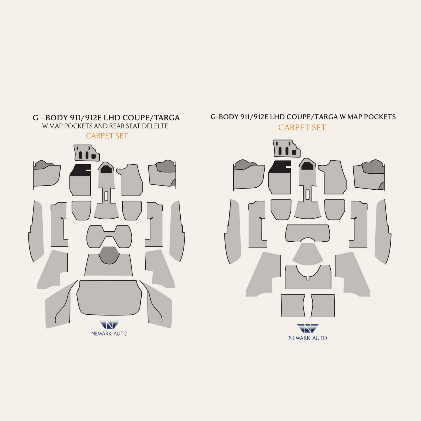 1977-84 Porsche 911 Targa with Pocket Kick Panels Complete Interior Carpet Kit
