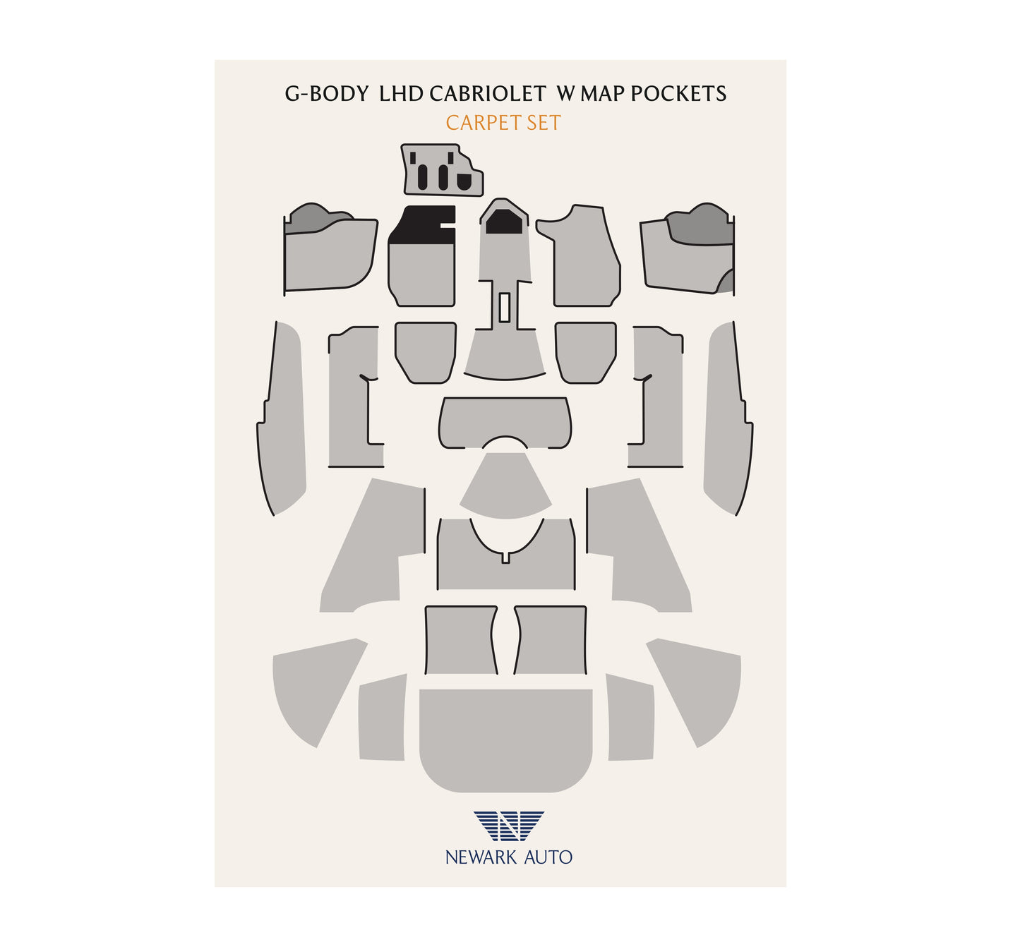 1983-85 Porsche 911 Cabriolet with Pocket Kick Panels Complete Interior Carpet Kit